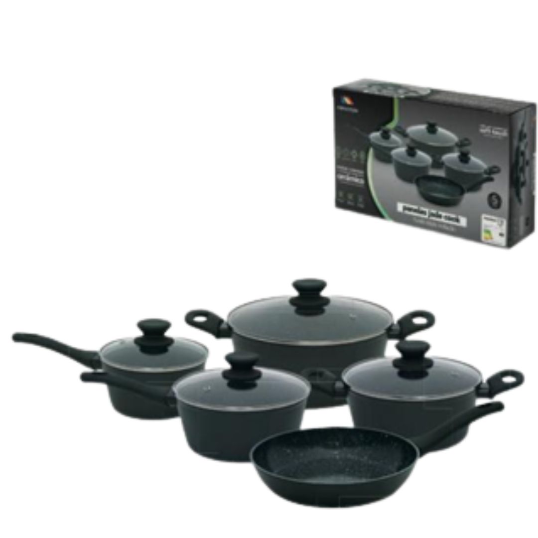 Jogo de Panelas 10 Peças Style Cook Black Cerâmica Com Indução