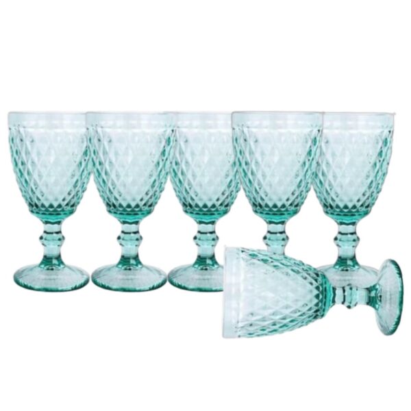Loja Casa Canto - Taças de Vidro - Jogo Taças Bico abacaxi 320ml 6un azul Tiffany
