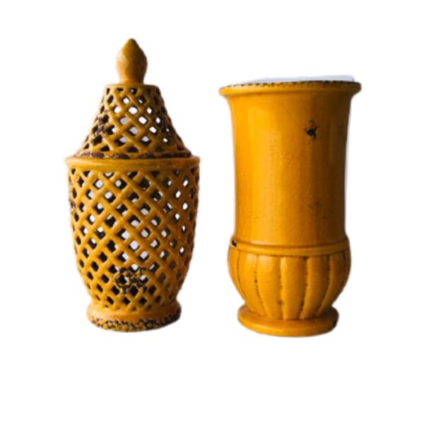 Loja Casa Canto - Vasos - Vaso Decorativo Cerâmica amarela 33cm 27cm altura, 2un ZigHome