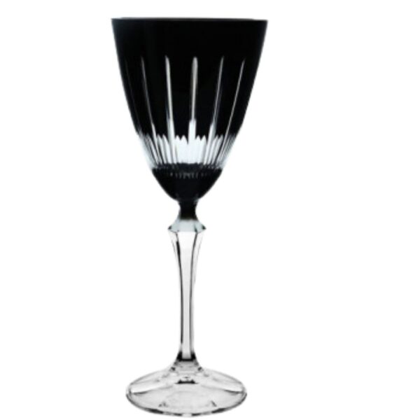Taça Cristal Lapidada Agua Vinho Preta 250ml Bohemia