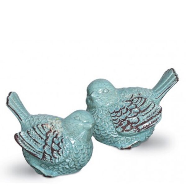 Loja Casa Canto - Enfeite Pássaros de Resina - Pássaro em Cerâmica azul 2un 16x16cm Cerâmica Novo Tempo