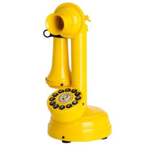 Loja Casa Canto - Telefone Retrô - Telefone antigo Modelo Castiçal amarelo artesanal
