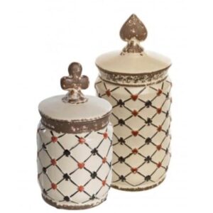 Loja Casa Canto - Potes Decorativos - Potes Decorativos Ceramica Desenho Baralho 30 20cm altura 2un Ethnix
