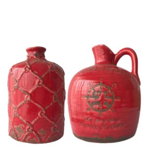 Loja Casa Canto - Potes Decorativos - Vaso Decorativo 2un Ceramica Vermelho Vacheron