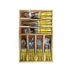 Loja Casa Canto - Faqueiro 42 peças - Faqueiro Bambu aço Inox 42pç com Caixa BonGourmet