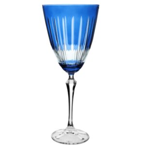 Taça Cristal Lapidada Agua Vinho Azul 250ml Bohemia