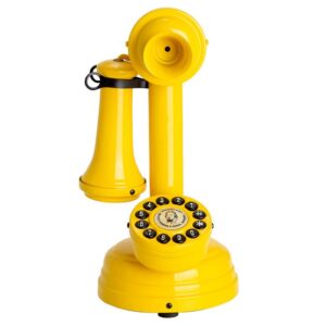 Loja Casa Canto - Telefone Retrô - Telefone antigo Modelo Castiçal amarelo artesanal