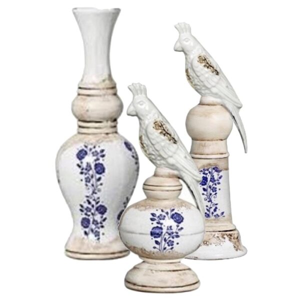 Loja Casa Canto - Potes Decorativos - Enfeite Calopsita Cerâmica 3pç 40, 36 30cm Cerâmica Novo Tempo