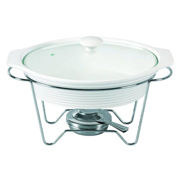 Loja Casa Canto - Rechaud Porcelana - Rechaud Oval Porcelana com Queimador 35x21x21cm Dynasty
