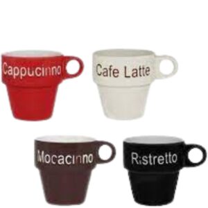 Xícaras para Chá e Café Porcelana Colorida Names com Suporte Bon Gourmet