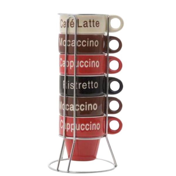 Xícaras para Chá e Café Porcelana Colorida Names com Suporte Bon Gourmet