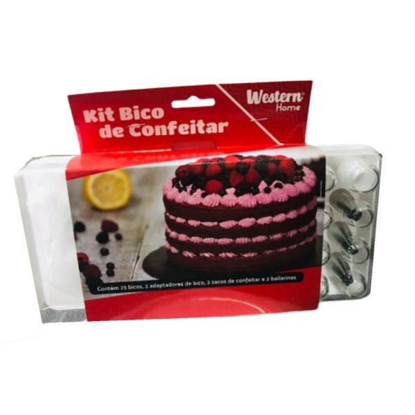 Decoração para Bolo 23 Bicos de Inox e 2 Sacos Decorador