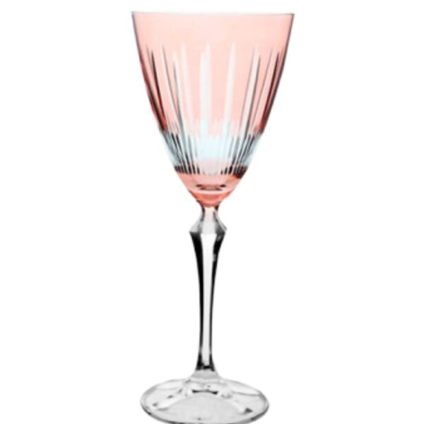 Taça Cristal Lapidada Agua Vinho Rosa 250ml Bohemia