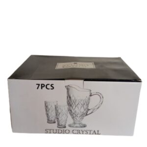 Jogo de Jarra 1l + 6 Copos 304ml Flow 7pç Studio Crystal