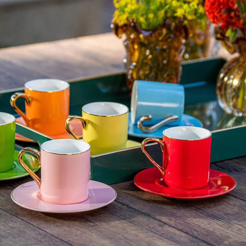 Jogo Xícaras para Café Fanzini Porcelana New Bone Coloridas 6un L ...