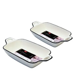 Assadeiras e Travessas Forno Porcelana Branca Borda Preta 2pçs Pizol