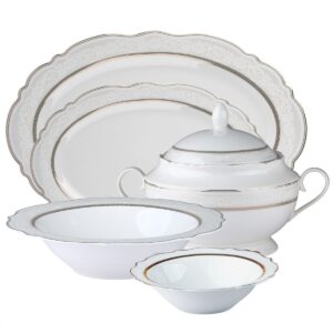 Baixela Serviço Jantar Trésor 50pç Porcelana New Bone Filete Dourado - Image 5