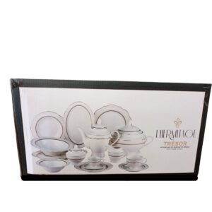 Baixela Serviço Jantar Trésor 50pç Porcelana New Bone Filete Dourado - Image 11