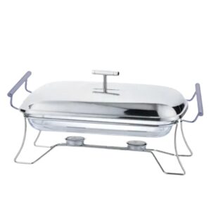 Rechaud Retangular de Vidro 3lt. com Suporte Tampa e Concha Inox Fracalanza