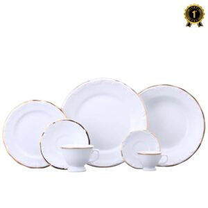 Jogo Jantar e Chá 42pç Filete Ouro  Pomerode Luxo Porcelana Schmidt
