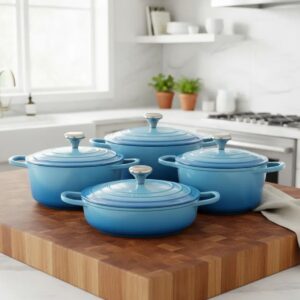 Panelas Caçarolas Cerâmica 4peças 4mm Indução Azul Claro Chef Florença