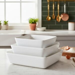 Travessa e Assadeira Refratária 3un Porcelana Branca