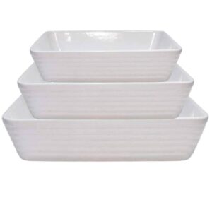 Assadeira, Travessa Refrataria Porcelana Branca 3un Linea Lyor