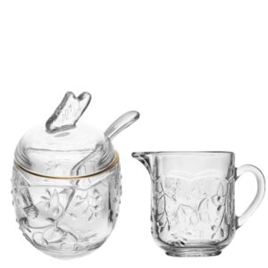 Açucareiro e Leiteira Butterfly Cristal Ecológico Lyor