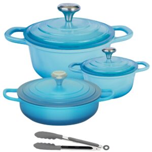 Panelas Caçarolas Cerâmica 3 peças 4mm Indução Azul Claro Chef Florença