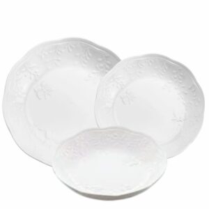 Prato Raso, Fundo e Sobremesa 18pç Porcelana New Bone Butterfly Flower Lyor