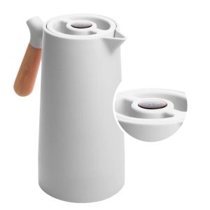 Garrafa Térmica Para Café Chá 1lt Branca Cabo de Madeira e Termômetro Wolff