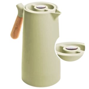 Garrafa Térmica Para Café Chá 1lt Menta Cabo de Madeira e Termômetro