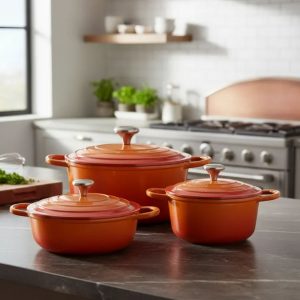 Panelas Caçarolas Cerâmica 3 peças 4mm Indução Laranja Chef Florença