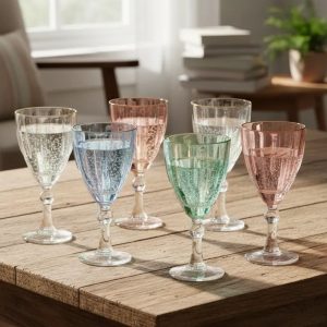 Jogo Taças Dominic Borda Dourada Colorida 275ml 6pc Hauskraft