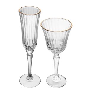 Taça para Champanhe e Vinho Cristal Fio Ouro Belle Jour 12un Wolff