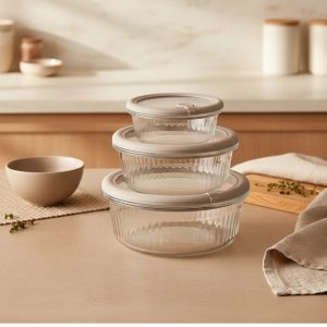 Jogo Potes Vidro Herméticos Vão Forno 3un Tp Vidro com Vedação Silicone