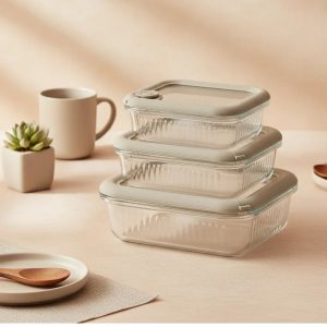 Jogo Potes Vidro Herméticos Vão Forno 3un Tp Vidro com Vedação Silicone