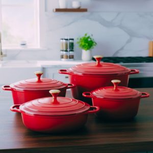 Panelas Caçarolas Cerâmica 4peças 10mm Indução  Vermelho Le Chef