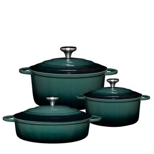 Panelas Caçarolas Cerâmica 3 peças 10mm Indução Verde Le Chef