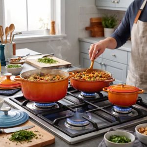 Panelas Caçarolas Cerâmica 3 peças 10mm Indução Laranja Le Chef