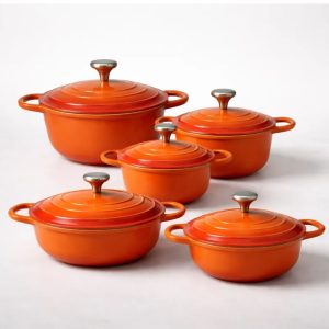 Panelas Caçarolas Cerâmica 5peças 10mm Indução Laranja Le Chef