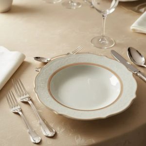 Prato Fundo Trésor  22,5cm 6un Porcelana Fio Ouro New Bone L'Hermitage
