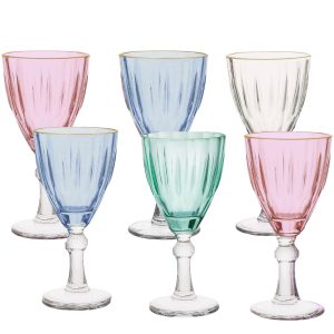 Jogo Taça para Licor Dominic Borda Dourada Colorida 55ml 6pc Hauscraft