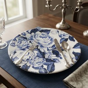Prato Raso Floral Azul 26cm 6un Cim Toys