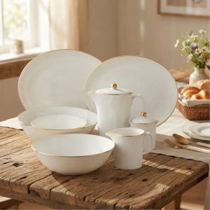 Baixela para Servir Sofia Ouro 7pç Porcelana Oxford