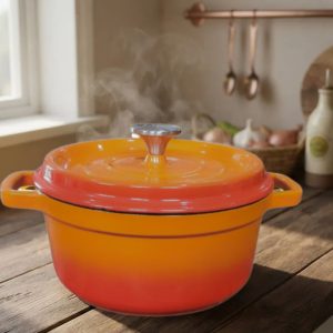 Panela Caçarola Ferro 24cm 3,5litros Laranja Cerâmica Estilo Le Creuset
