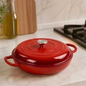 Panela Frigideira Ferro 26cm  4,5lts Vermelha   Estilo Le Creuset