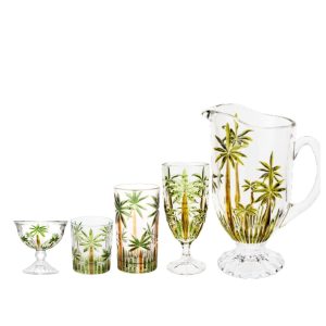 Jogo de Taças,Copos e Jarra Cristal Palm Tree Wolff