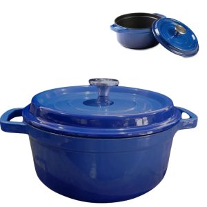 Panela Caçarola Ferro 24cm 3,5litros Azul Cerâmica Estilo Le Creuset