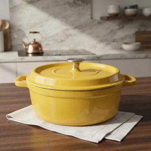 Panelas Ferro 1un Amarela 24cm ,2,75litros Estilo Staub e Le Creuset